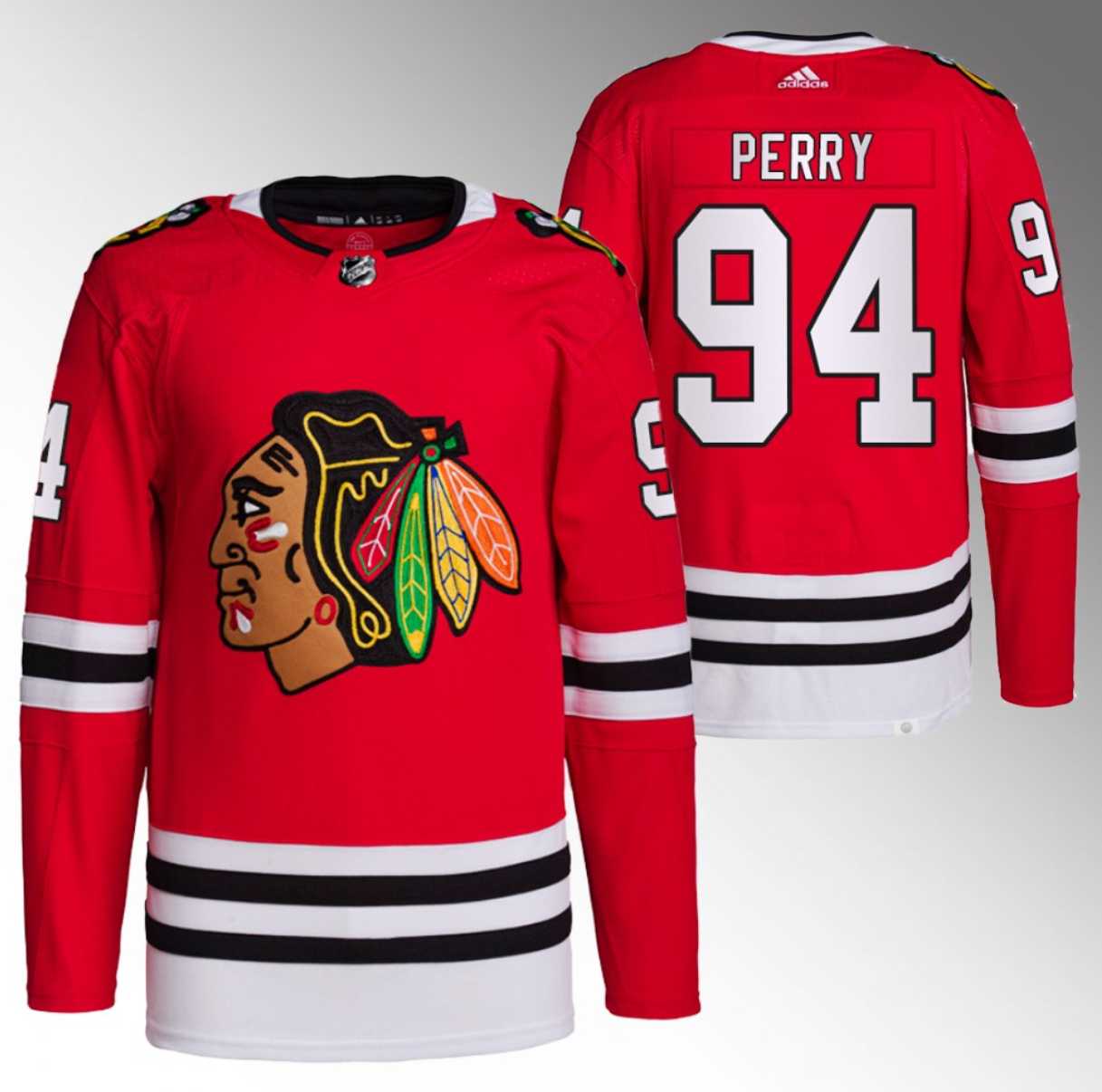 Mens Chicago Blackhawks #94 Corey Perry Red Stitched Hockey Jersey